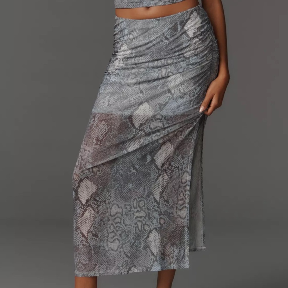 The Aleda Mesh Ruched Maxi Skirt by Maeve